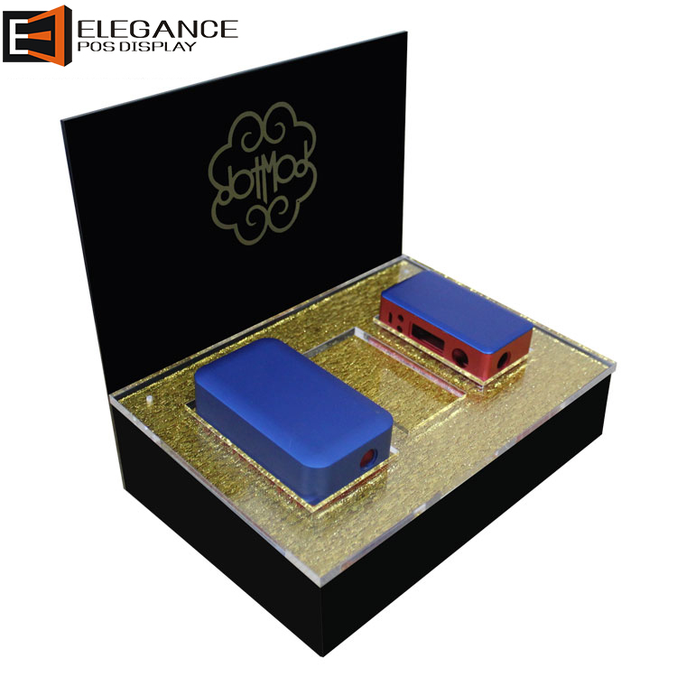 Black Acrylic Electronic Cigarette Case Display Stand with LED Lights