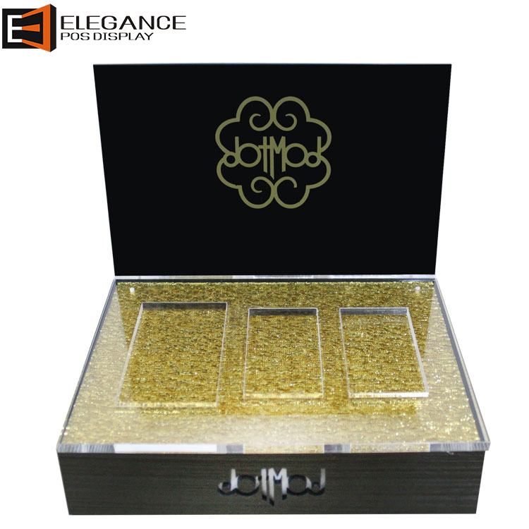 Black Acrylic Electronic Cigarette Case Display Stand with LED Lights