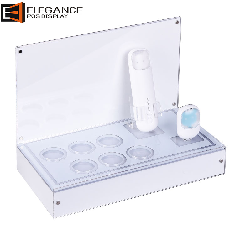Tailor-made Table Top Acrylic Mobile Power Display Shelf with Led Lights 