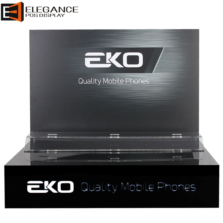 Cool Counter Acrylic and PVC Back Plane Cellphone Showing Stand with LED Lights