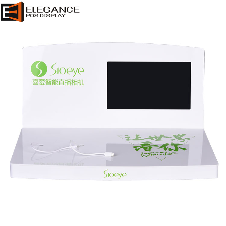 Security Porcelain White Acrylic Camera Table Display Stand with Video