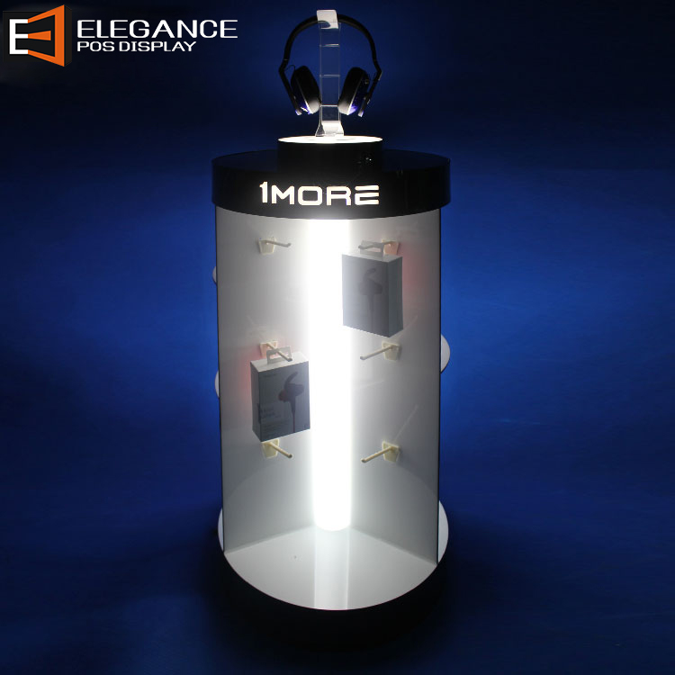 Cylindrical Shape Counter Headset Stand Holder with White Led Light