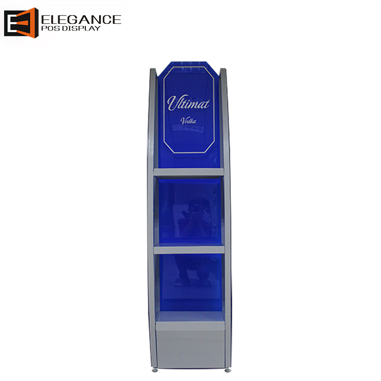 Custom Wholesales Mobile Portable Floor Blue Acrylic Display Stand for Wine