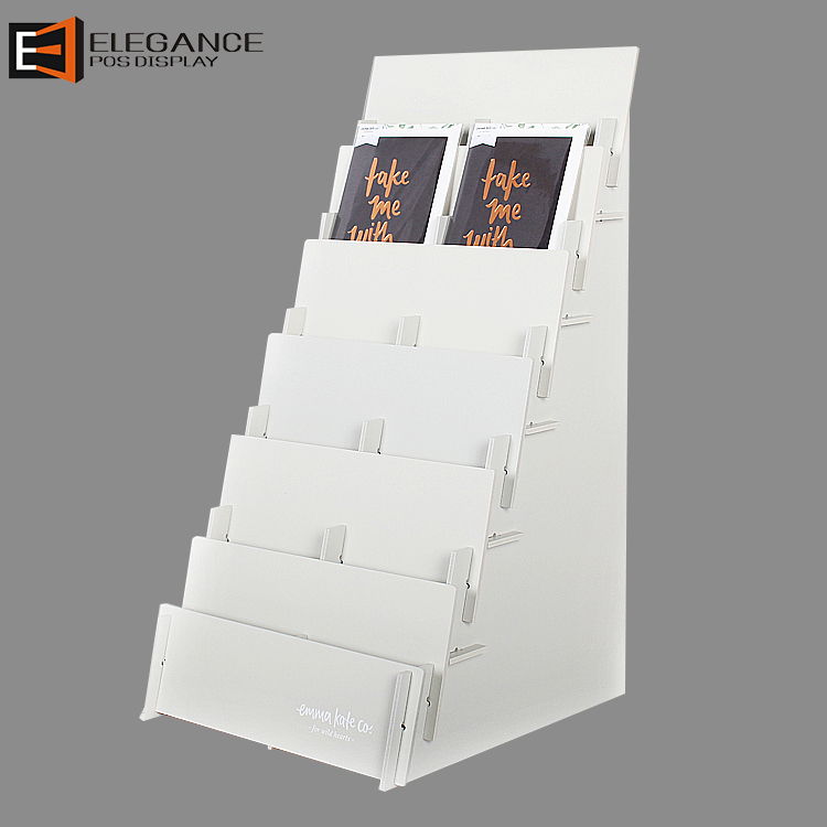 Protable Countertop Six-tier White PVC Card Display Brochure Display Shelf