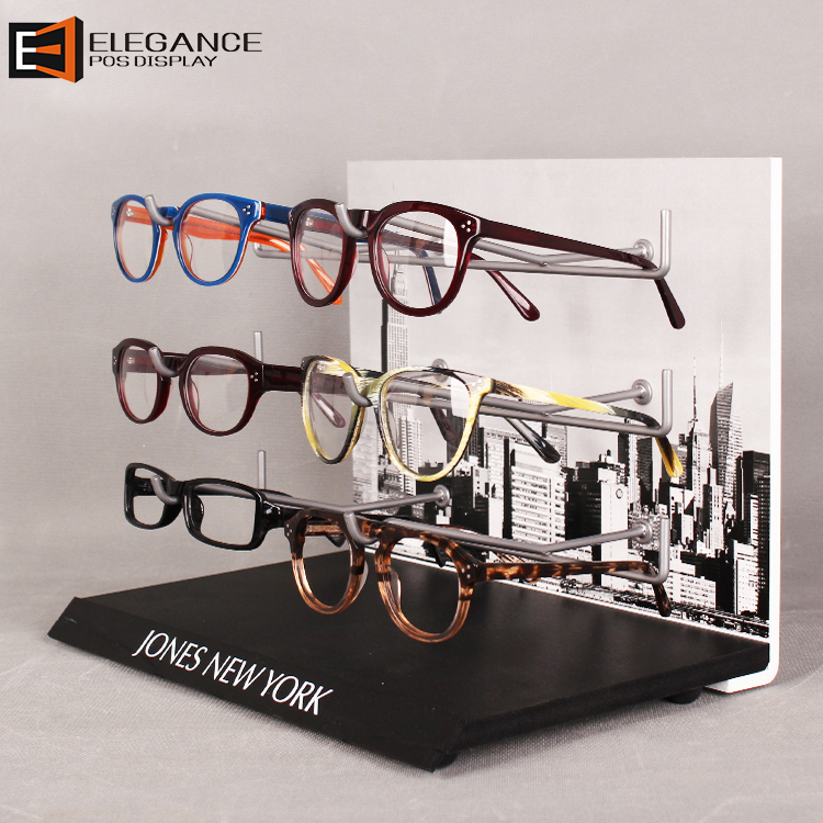 Environmental PVC & Metal Table Display Rack With 3 Tier Hooks For High-end Glasses