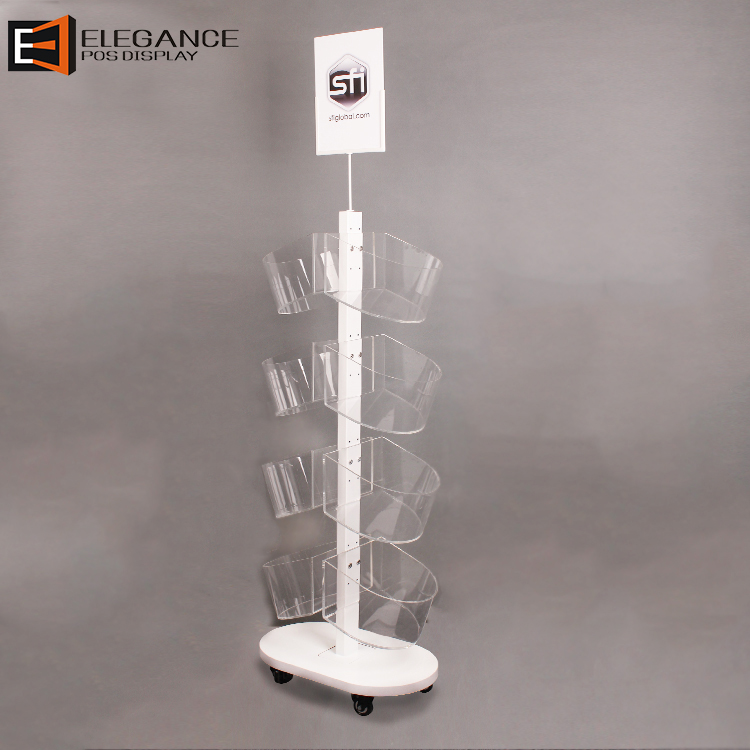 Mixed Material(Acrylic & Metal) Mult-Functional Display Stand Water Display with Pockets and Shelves