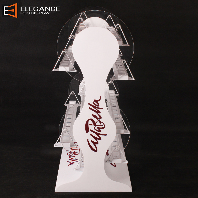 Custom Revolvable Cosmetic Clear Acrylic Nail Polish Display Countertop Stand