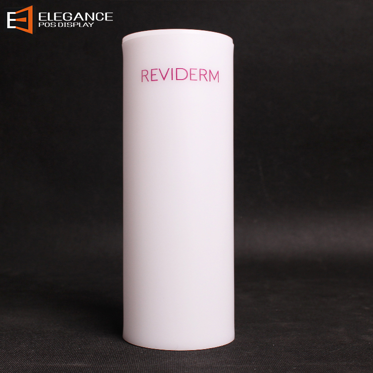 Cylinder White Acrylic Makeup Cotton Display Box Cosmetic Pad Dispenser for Store