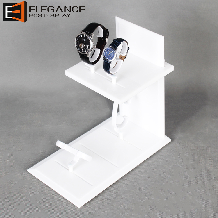 Countertop White Acrylic Watch Display Rack with Special Base Stand