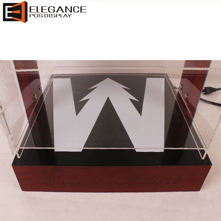 Acrylic And Pine Wood Sunglasses Display Case With Light And Lock (WOODZEE)