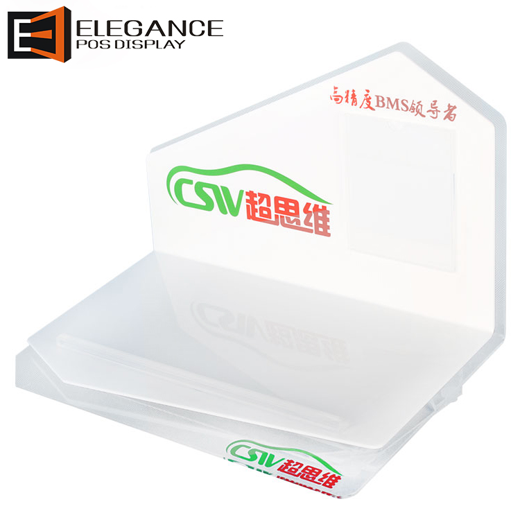 White and Clear Acrylic Table Battery Display Holder