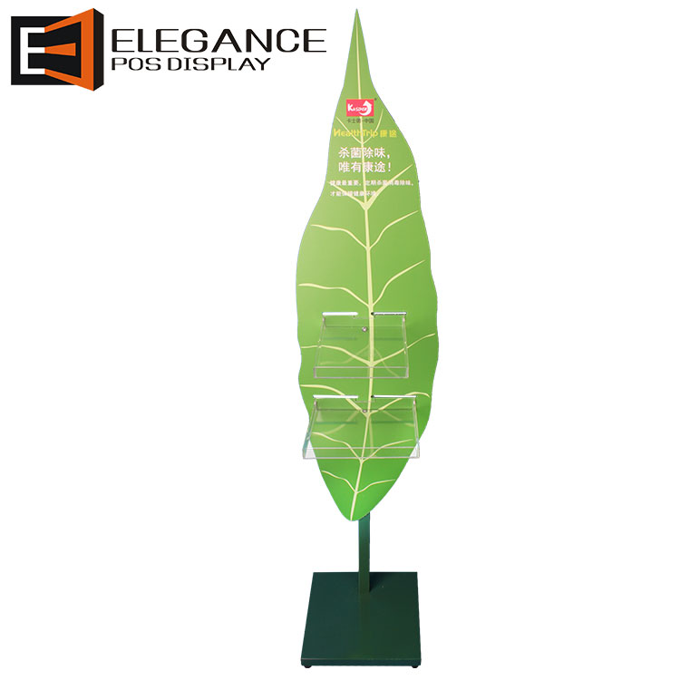 Floor Metal and PVC Bactericide Display Rack with Two Pockets