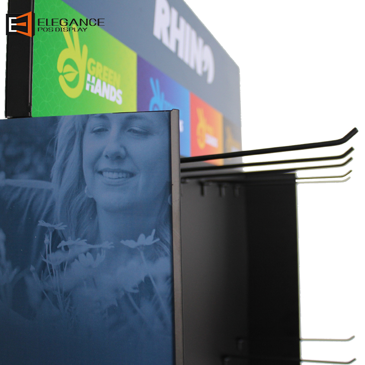 Hot Sale Multiple Usage Metal Floor Glove Display Shelf With Hooks 