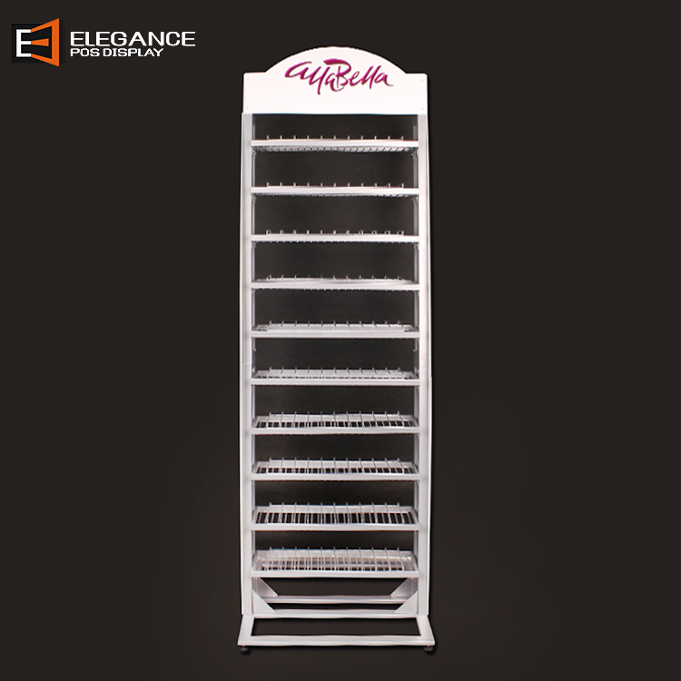 Custom Cosmetic Display PVC and Metal Floor Nail Polish Rack
