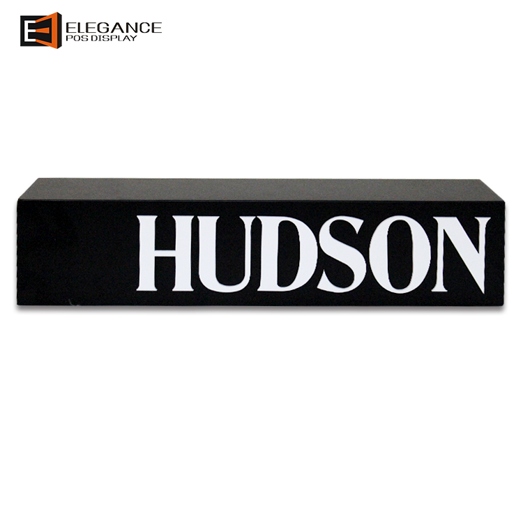 Wood And Acrylic Sign Brand Block Display With White Acrylic Logo Solid Acrylic Cube Block For Jewel