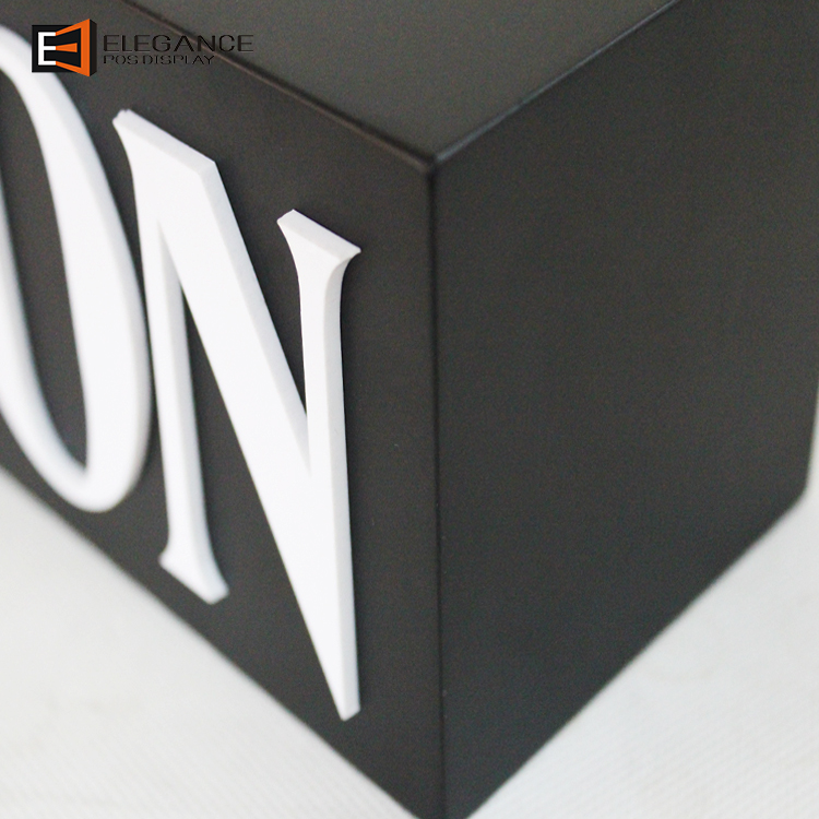 Wood And Acrylic Sign Brand Block Display With White Acrylic Logo Solid Acrylic Cube Block For Jewel