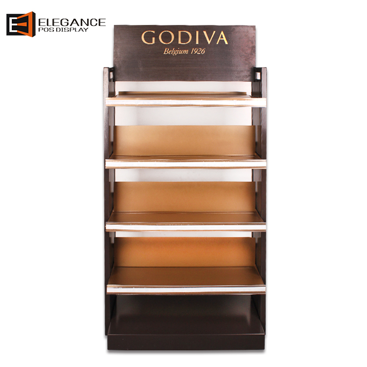 Customized Floor Wooden Snack Display Rack Food POP With Logo