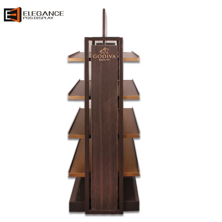 Customized Floor Wooden Snack Display Rack Food POP With Logo