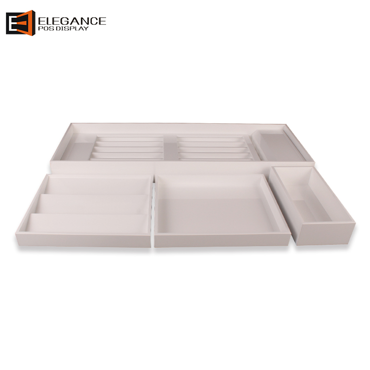 Countertop Sales Promotion Square MDF Retail Display Tray For Wallet And Belt 
