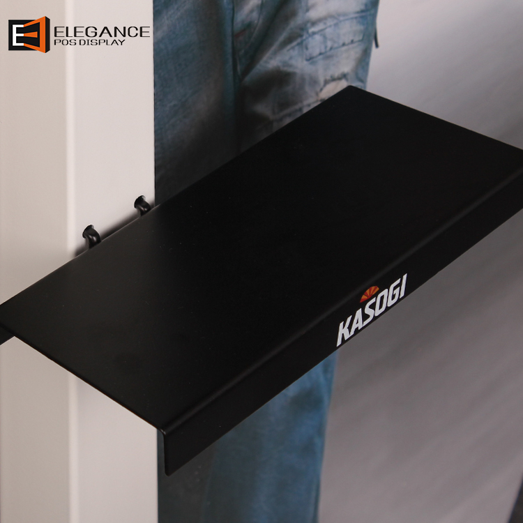 Customized POP POS Floor Metal Shoes Store Display Racks With PVC Graphic Panel 