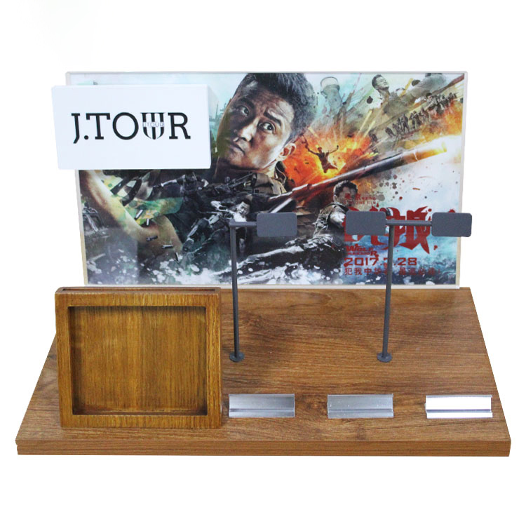 Creative Style Counter Top Wood Watch Case Wristwatch Display Rack With Poster 